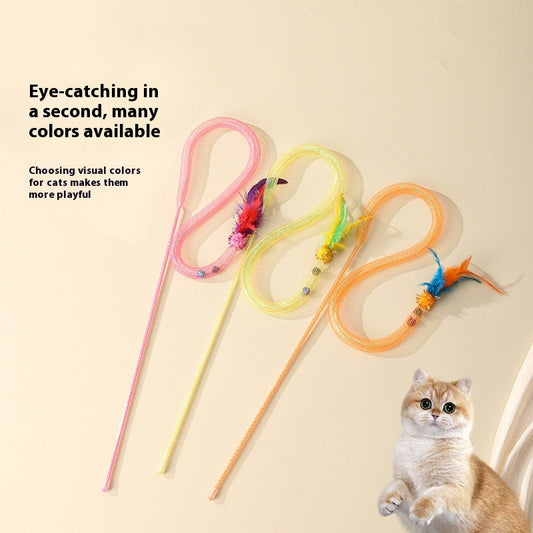 Elastic Feather Cat Teaser Wand